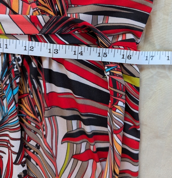Ellen Tracy Long Sleeve Multi Colored V-Neck Maxi Dress XL - Picture 4 of 7